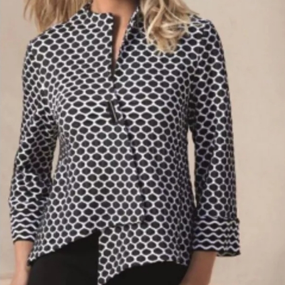 Joseph Ribkoff Jackets & Blazers - Joseph Ribkoff Black White Geometric Asymmetric Textured Jacket Women’s Size 8